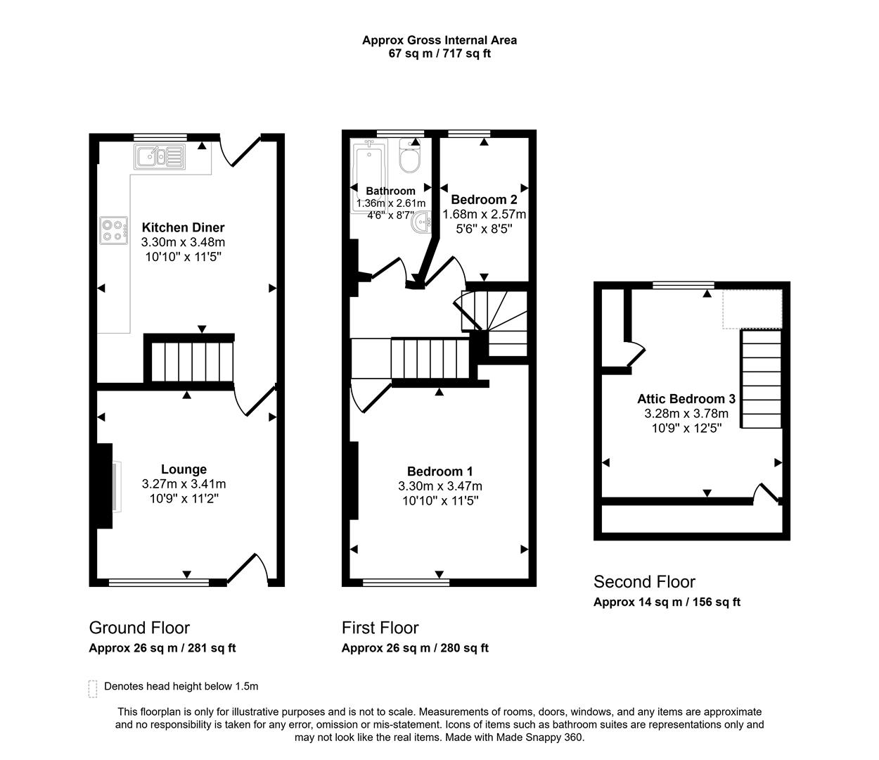Floorplans For Meersbrook Avenue, Sheffield